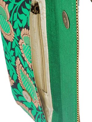 green brocade fabric clutch - 10079545 - Standard Image - 3