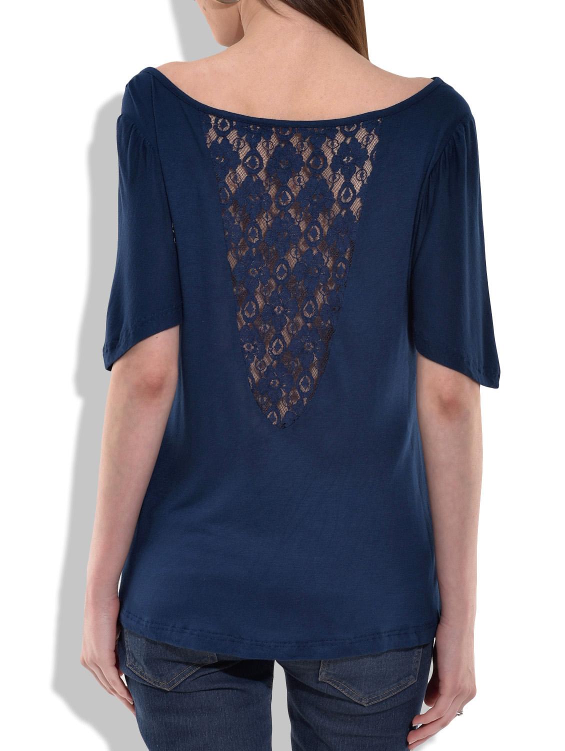 navy blue viscose top - 10081987 - Zoom Image - 3