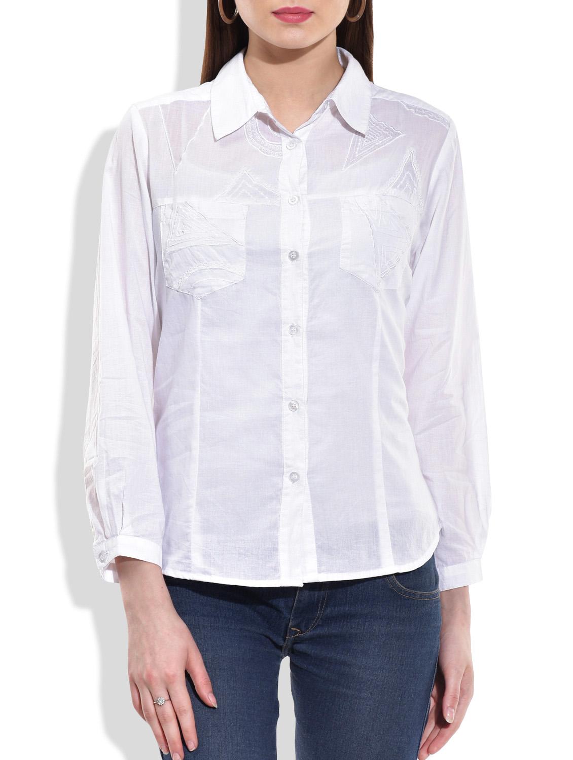 white cotton regular shirt - 10082005 - Zoom Image - 1
