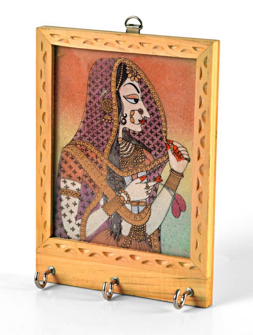 rajasthani gemstone painting key holder gift - 10084177 - Zoom Image - 1