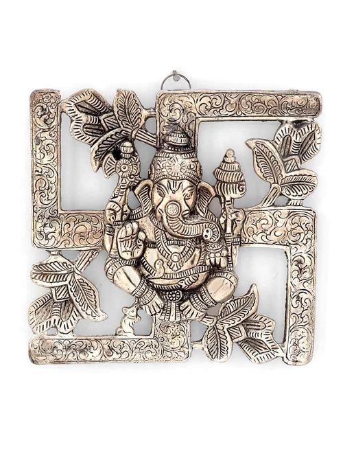 antique white metal swastik ganesha hanging - 10084224 - Standard Image - 1