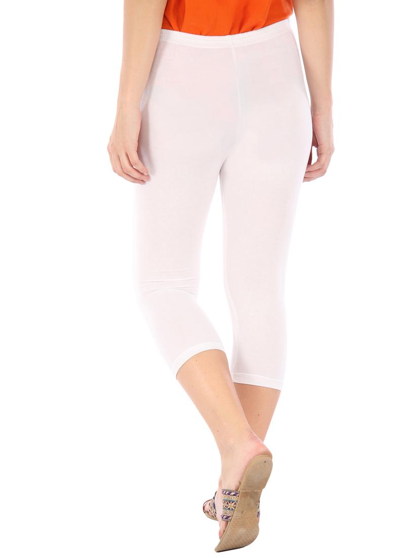white cotton lycra capri - 10087219 - Zoom Image - 3