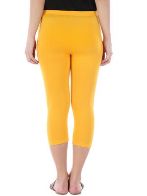 yellow cotton blend capri - 10087225 - Standard Image - 3