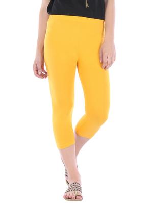 yellow cotton blend capri - 10087225 - Standard Image - 5