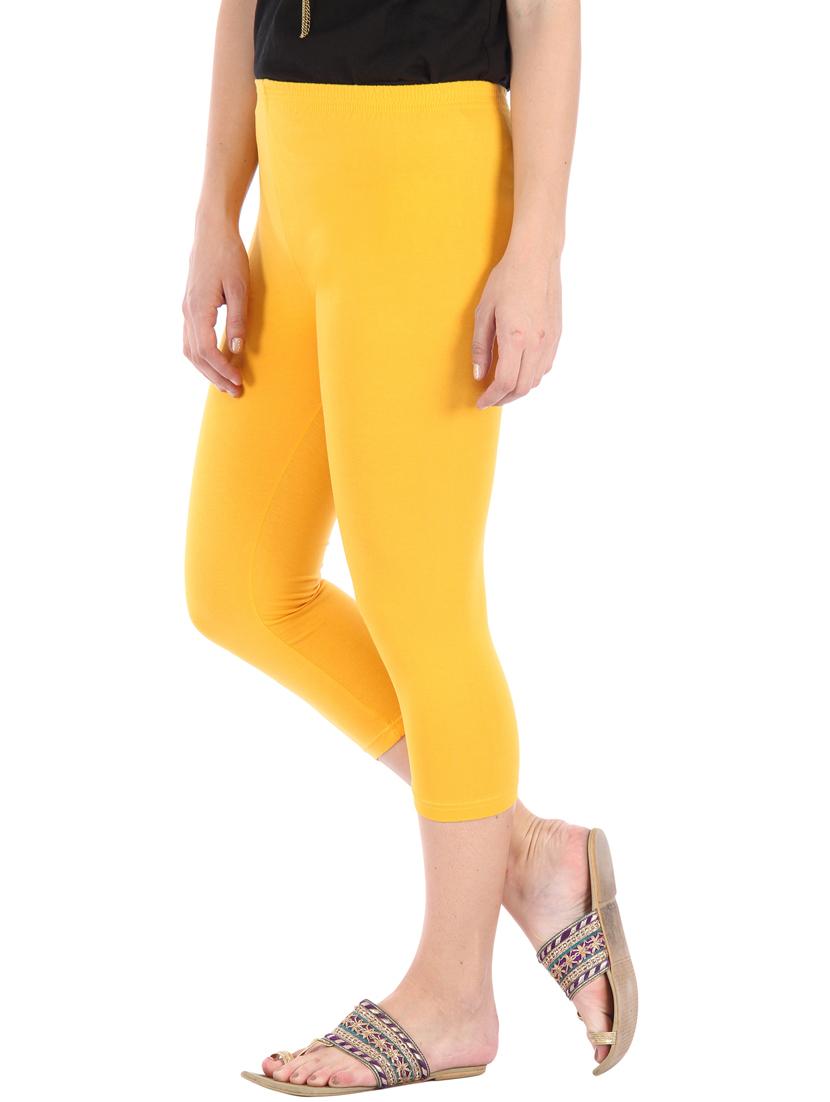 yellow cotton blend capri - 10087225 - Zoom Image - 2