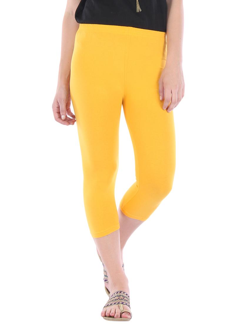 yellow cotton blend capri - 10087225 - Zoom Image - 5