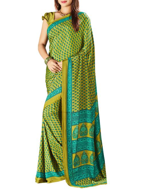 green crepe saree - 10103137 - Standard Image - 1
