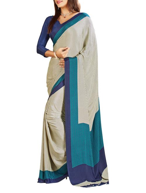 blue crepe saree - 10103144 - Standard Image - 1
