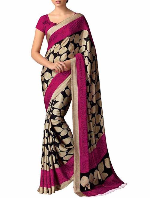 purple crepe saree - 10103206 - Standard Image - 1