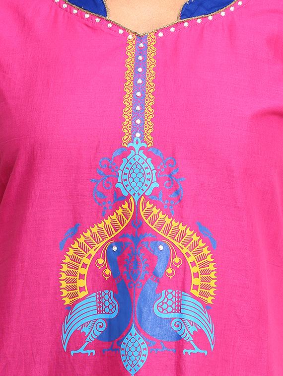 pink rayon straight kurta - 10103357 - Zoom Image - 4