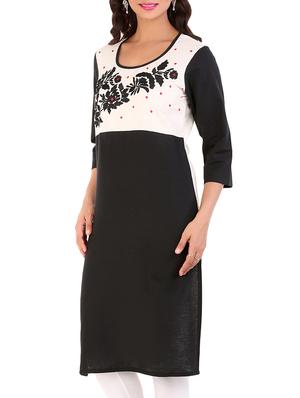black cotton flex straight kurta - 10103375 - Standard Image - 2