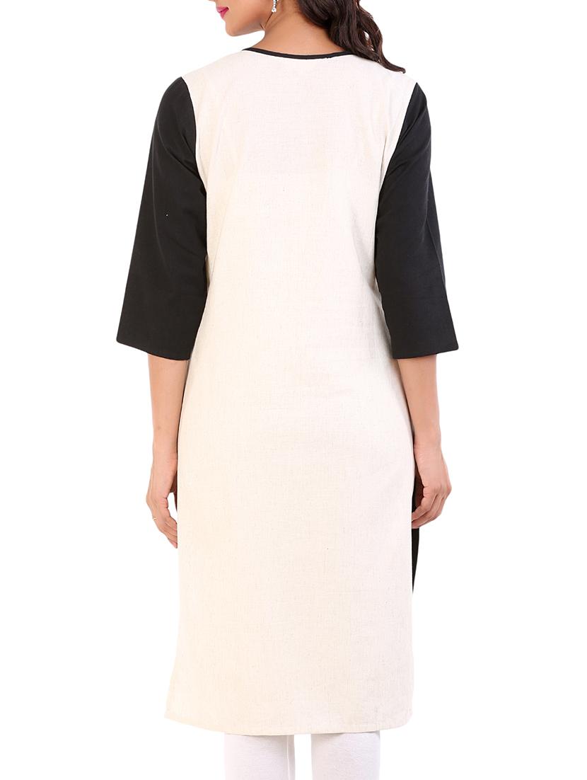 black cotton flex straight kurta - 10103375 - Zoom Image - 3