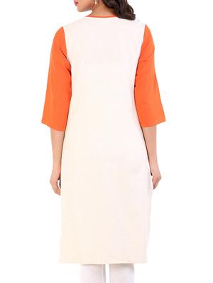 dark orange cotton straight kurta - 10103376 - Standard Image - 3