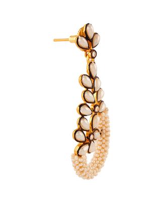 adwitiya collection 24k gold plated cream stones and pearl embellished flower earrings - 10119372 - Standard Image - 2