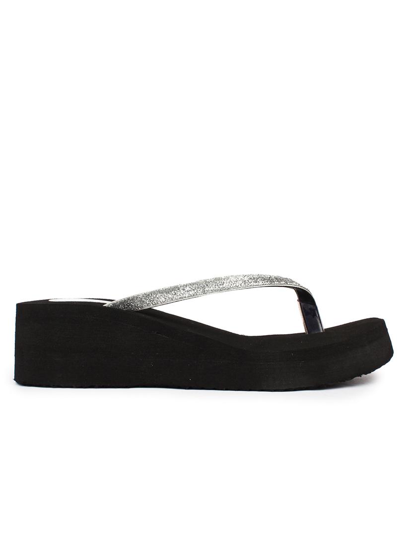 silver leatherette toe separator flip flop - 10124259 - Zoom Image - 2