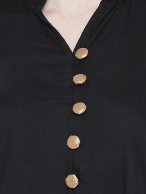 black rayon high-slit kurta - 10125208 - Standard Image - 4
