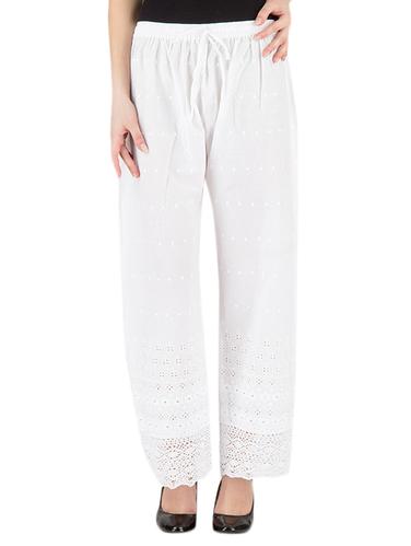 white cotton palazzos - 10130081 - Very Small Image - 1