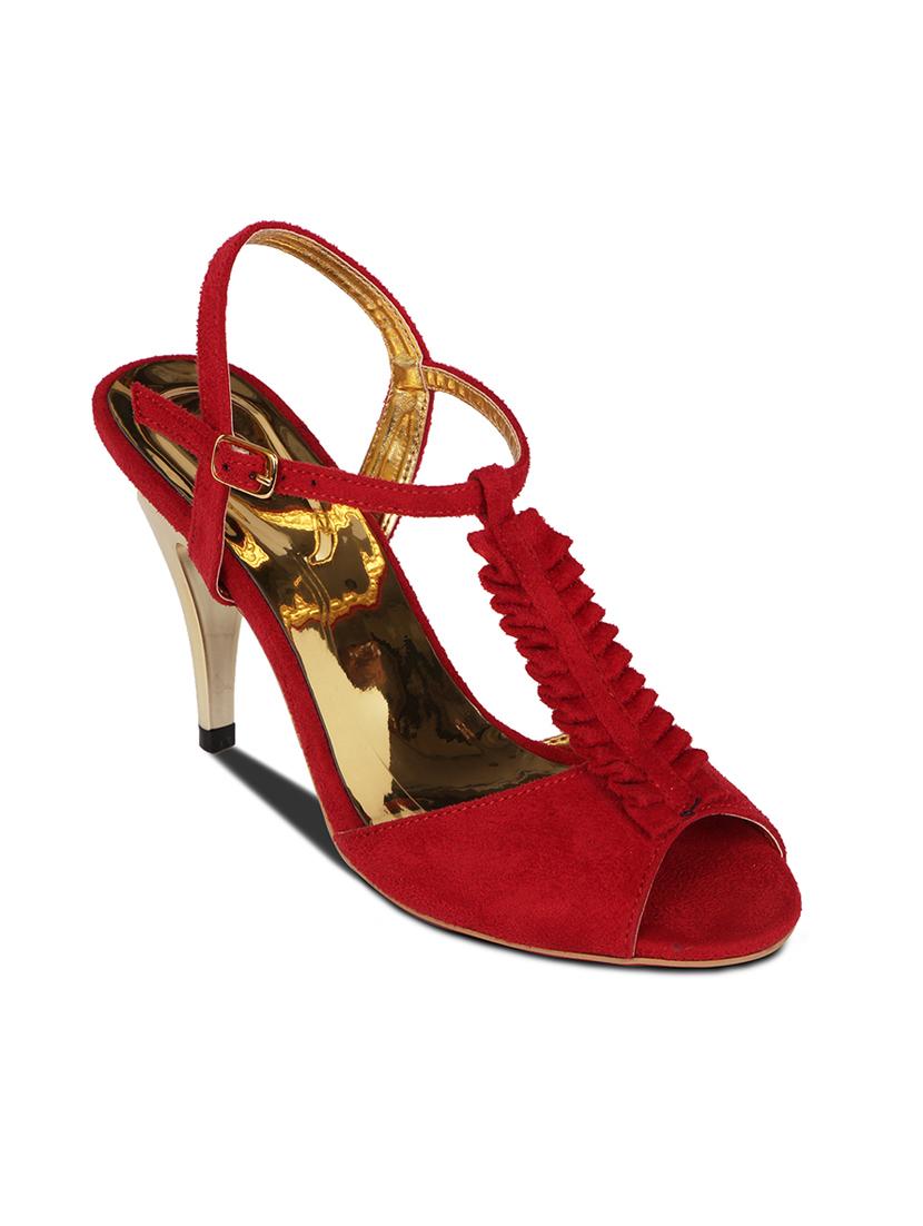 red suede ankle strap sandals - 10139375 - Zoom Image - 1