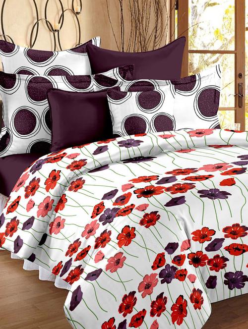 story @ home 250 tc 100% cotton purple 1 double bedsheet with 2 pillow covers - 10145611 - Standard Image - 1
