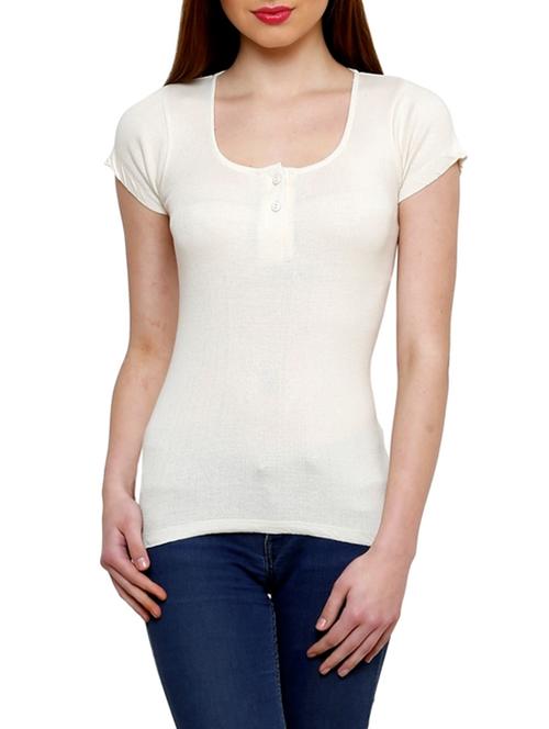 white cotton blend tee - 10148671 - Very Small Image - 1