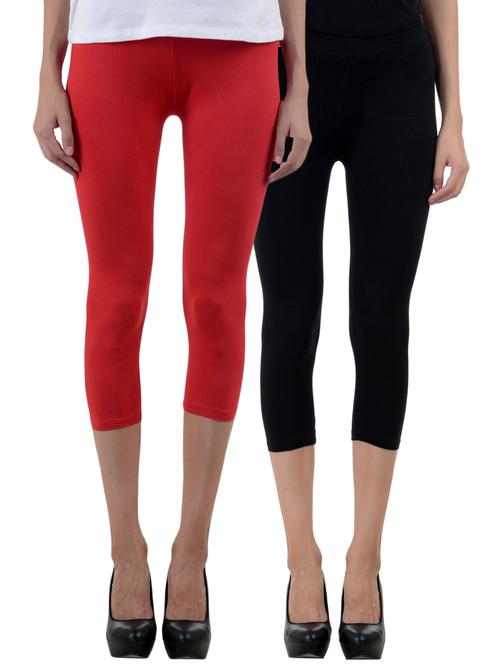 red,black lycra capris - 10156285 - Standard Image - 1