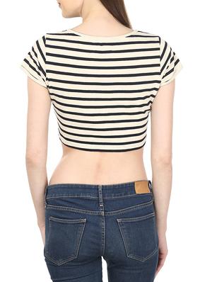 white black colored stripes cotton crop top - 10164995 - Standard Image - 3
