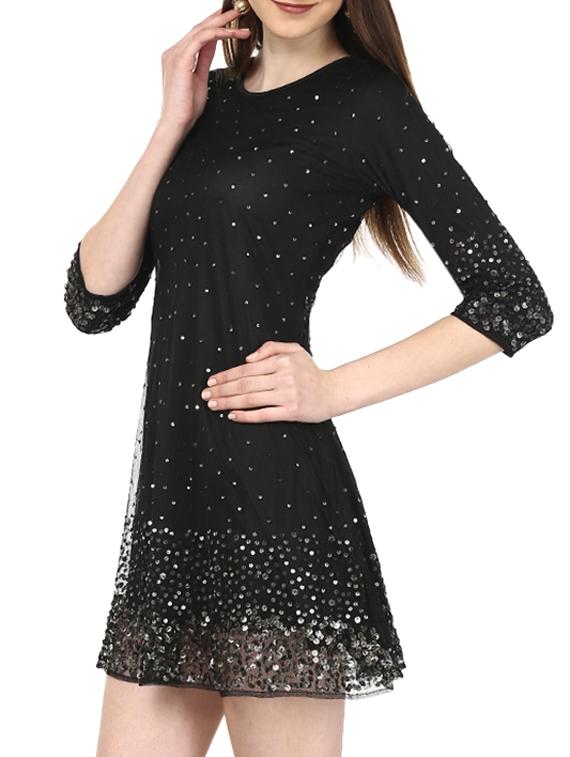 round neck sequins a-line dress - 10165013 - Zoom Image - 2