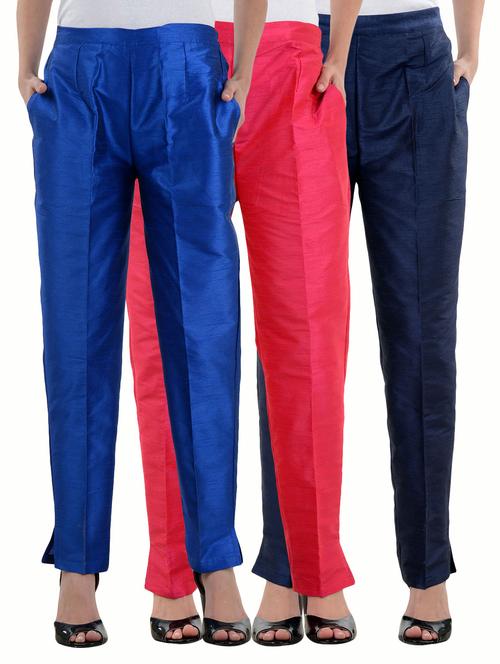 pink,royalblue,navyblue silk trousers - 10165993 - Standard Image - 1