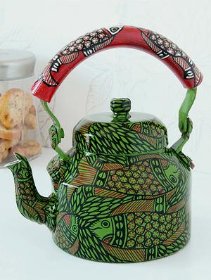 green painted aluminium tea kettle - 1016917 - Standard Image - 7