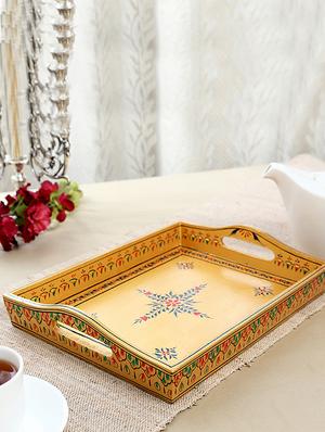 yellow painted wooden tray - 1016947 - Standard Image - 4