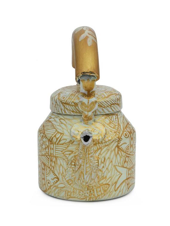 white and gold painted tea kettle - 1016983 - Zoom Image - 4