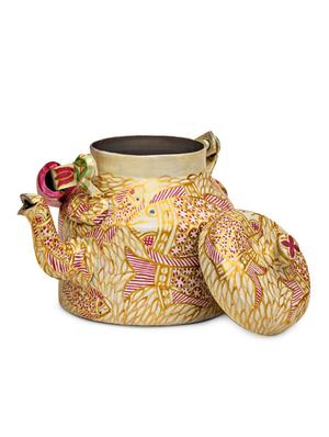 white and gold painted tea kettle - 1016985 - Standard Image - 3