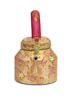 white and gold painted tea kettle - 1016985 - Standard Image - 4