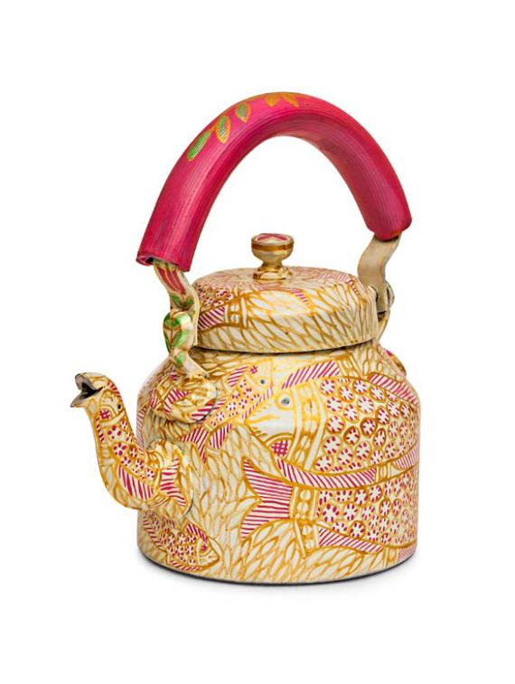 white and gold painted tea kettle - 1016985 - Zoom Image - 2
