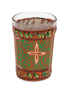 green and brown painted tea glasses (set of 6) - 1017005 - Standard Image - 2