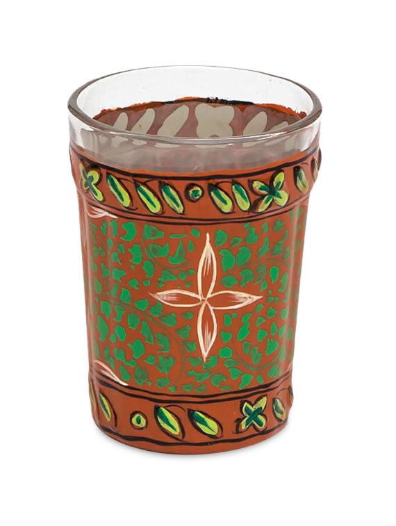 green and brown painted tea glasses (set of 6) - 1017005 - Zoom Image - 2