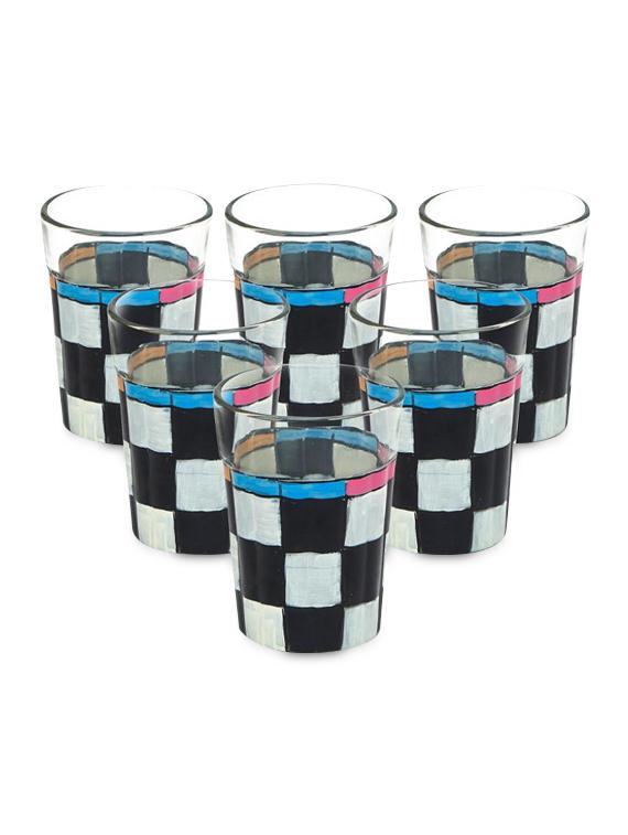 black and white checker tea glasses (set of 6) - 1017019 - Zoom Image - 1