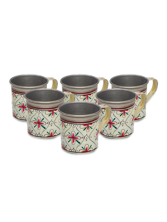 white floral painted tea cup set (6pcs) - 1017022 - Zoom Image - 1