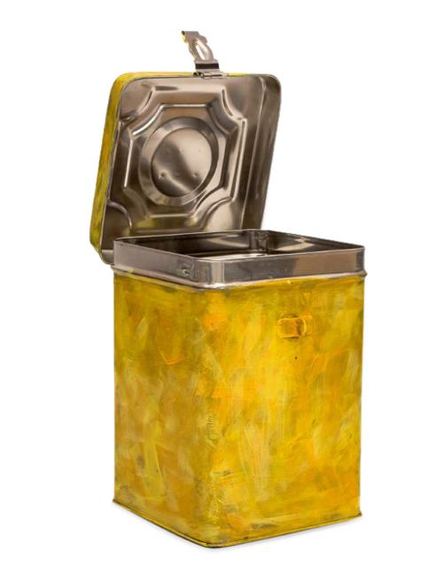 yellow handpainted stainless steel cookie container - 1017053 - Standard Image - 1