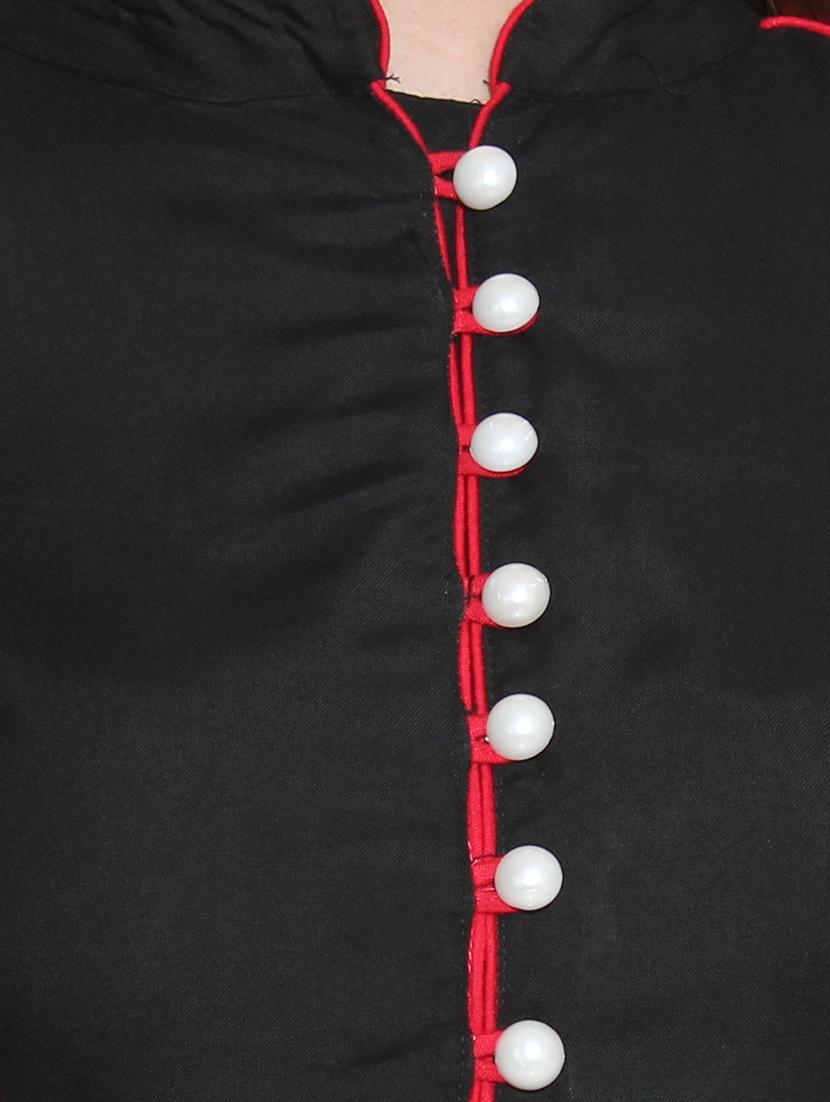 black rayon flared kurta - 10170568 - Zoom Image - 4