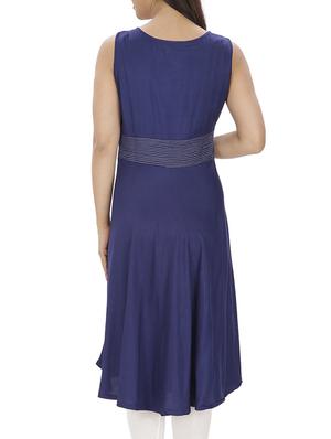 navy blue rayon flared kurta - 10170608 - Standard Image - 3