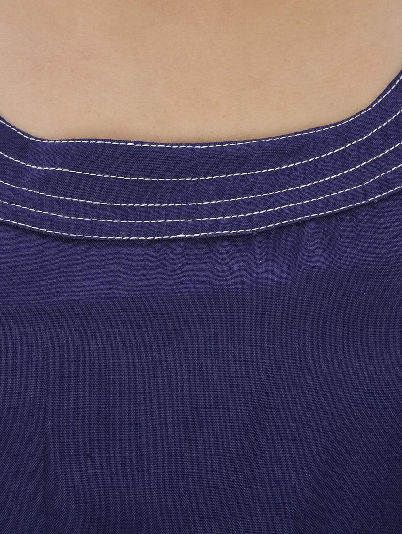 navy blue rayon flared kurta - 10170608 - Zoom Image - 4
