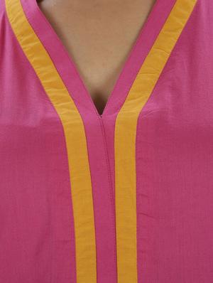pink rayon straight kurta - 10170629 - Standard Image - 4
