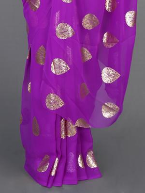 chiffon silver foil print saree - 1017601 - Standard Image - 2