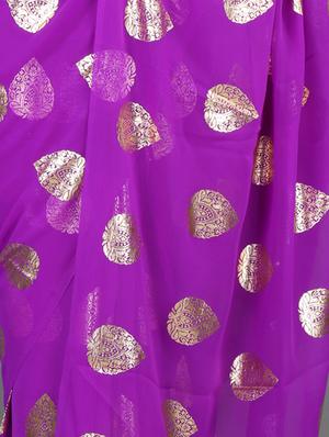 chiffon silver foil print saree - 1017601 - Standard Image - 3