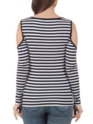 cold shoulder striped top - 10193736 - Standard Image - 3