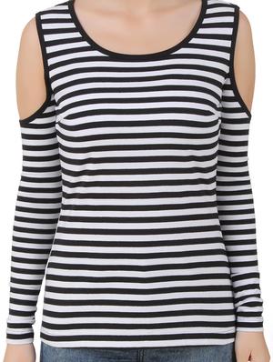 cold shoulder striped top - 10193736 - Standard Image - 4
