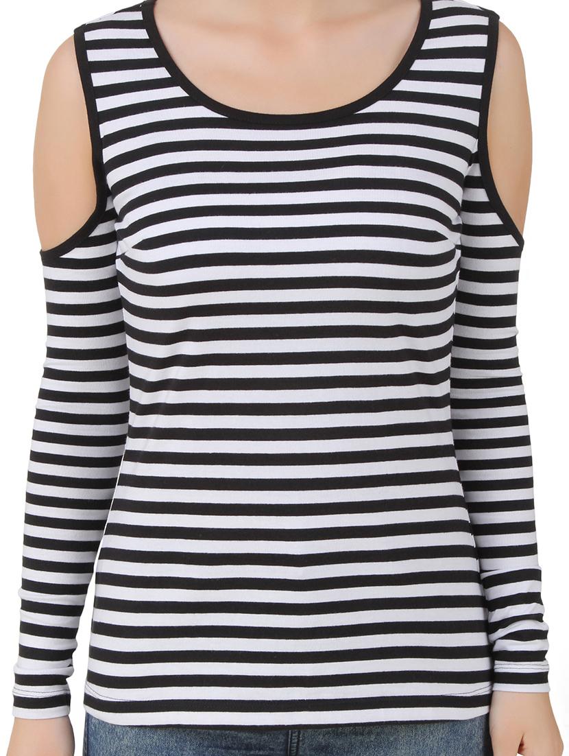 cold shoulder striped top - 10193736 - Zoom Image - 4