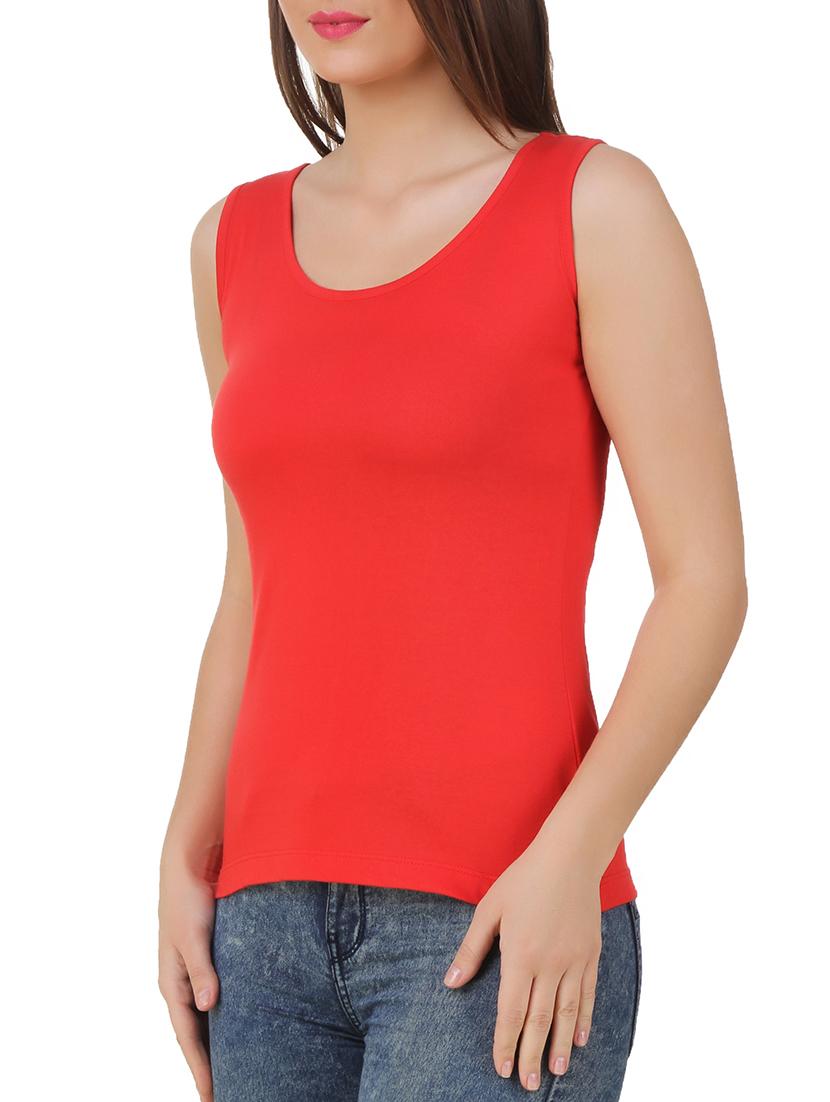 red cotton blend tank top - 10193748 - Zoom Image - 2