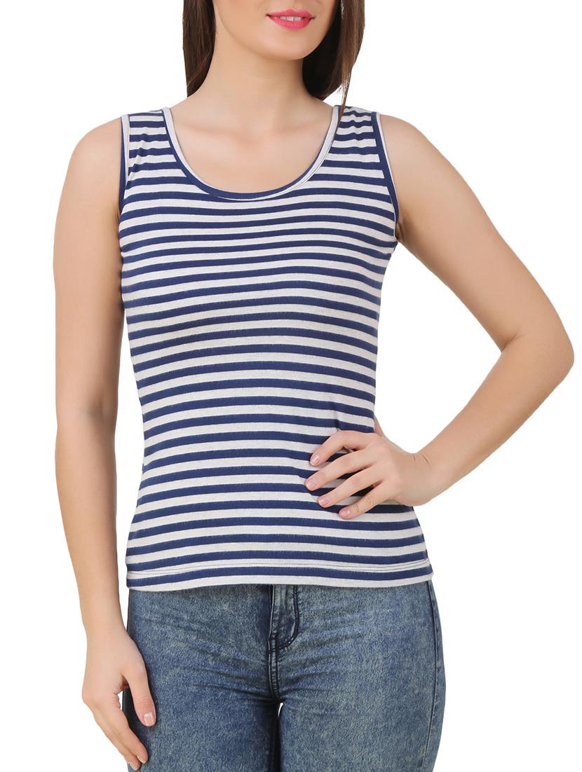 blue cotton blend top - 10193751 - Zoom Image - 1